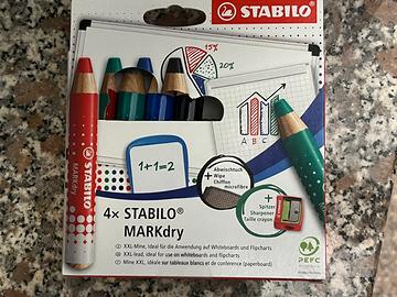 4x Stabilo Markdry marcatori per lavagna bianca
