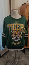 Felpa verde scuro, stampa tigre-M