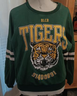 Felpa verde scuro, stampa tigre-M