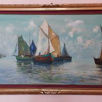 Quadro olio su tela - "Barche di pescatori"
