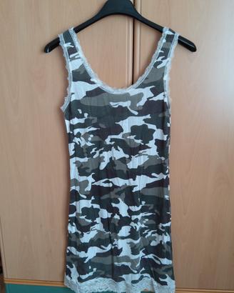 Canottiera/  vestito fantasia militare con pizzo