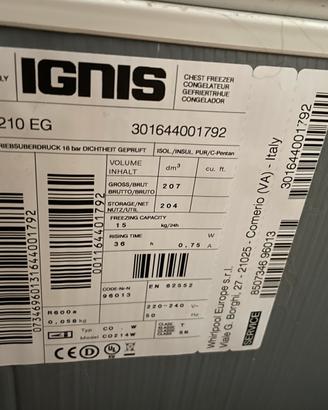 Congelatore IGNIS CE 210 EG