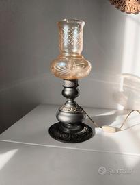 Lampada Liberty Vintage vetro Ambra ottone brunito