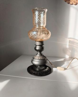 Lampada Liberty Vintage vetro Ambra ottone brunito