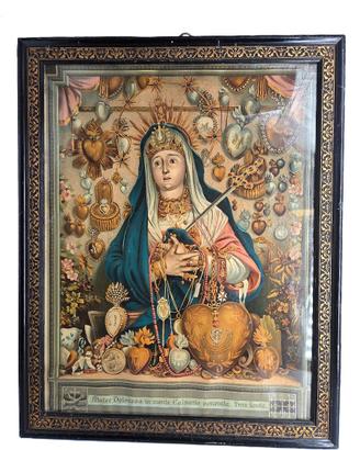 ANTICA CROMOLITOGRAFIA MATER DOLOROSA TERRA SANCTA