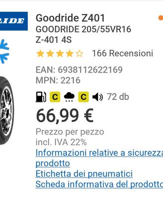 4 pneumatici 4stagioni Goodride Z401 205/55VR16