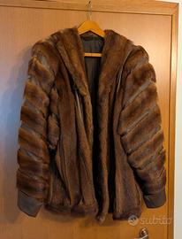 Pelliccia Visone con inserti in pelle anni '80