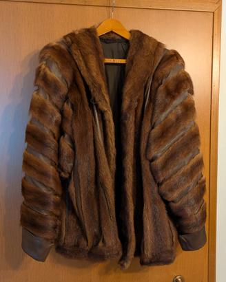 Pelliccia Visone con inserti in pelle anni '80