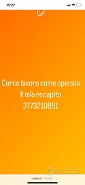 Disponibile come operaio prime esperienze