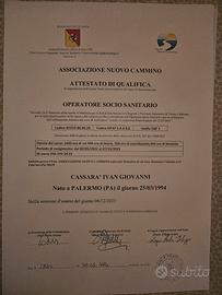 OSS OPERATORE SOCIO SANITARIO CON 4 ATTESTATI  