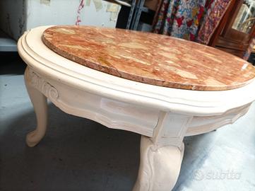 tavolino in legno e marmo Carrara