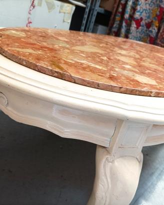 tavolino in legno e marmo Carrara