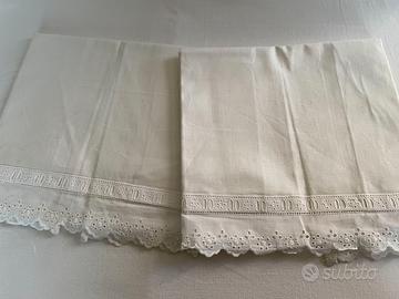 COPPIA DI FEDERE IN LINO-VINTAGE- PIZZO SANGALLO
