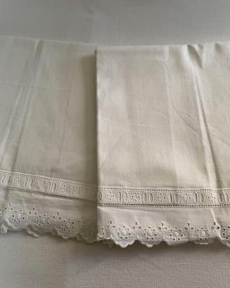 COPPIA DI FEDERE IN LINO-VINTAGE- PIZZO SANGALLO