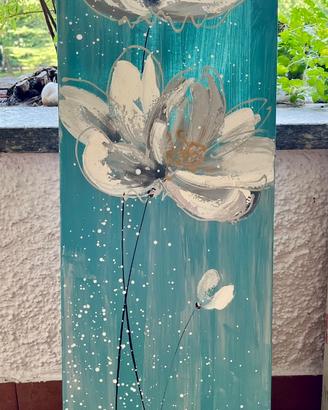 Quadro floreale su tela 30x90