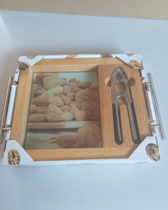 vassoio in legno e vetro e schiaccianoci Easy Life
