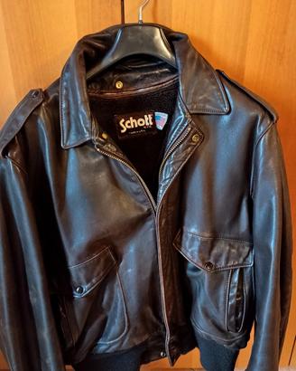 giubbotto Schott in pelle marrone scuro