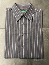 Camicia uomo a manica lunga grigio scuro a righe