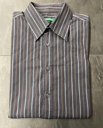 Camicia uomo a manica lunga grigio scuro a righe