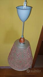 Lampadario Moderno Vetro Satinato e Legno - Decori