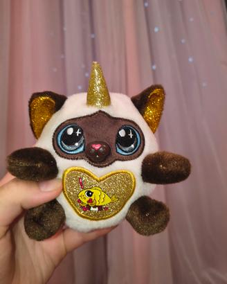 mini peluche gatto unicorno con ali piccole dietro