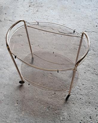 Carrello bar vintage ottone e vetro anni 60