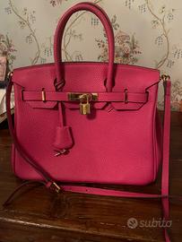 Borsa pelle fucsia ciclamino
