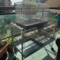 gabbia doppia con divisore e ruote