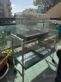 gabbia doppia con divisore e ruote