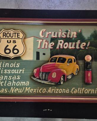 Targa vintage legno Route 66