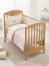 Culla in legno Erbesi+Set Tessile+Giostra Chicco