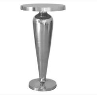 Tavolino alto da bar tondo in metallo argento.