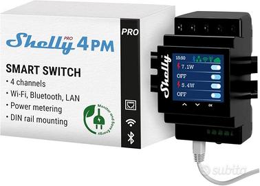 Shelly Pro 4PM – Relè Smart Wi‑Fi & LAN da Quadro