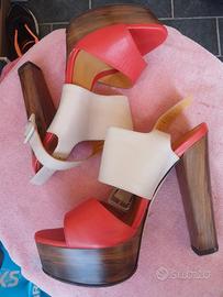 sandali donna con tacco alto in legno 
