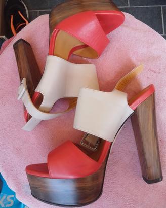 sandali donna con tacco alto in legno 