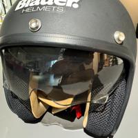 Casco Moto Jet Blauer HT In Fibra Nero Opaco