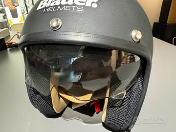 Casco Moto Jet Blauer HT In Fibra Nero Opaco