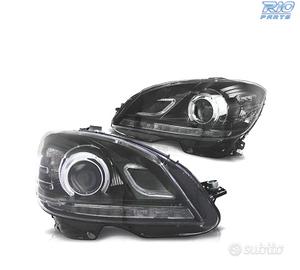 FARI MERCEDES CLASSE C W204 07-11 FONDO NERO LUCE 