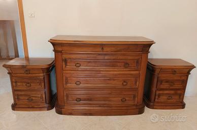 Cassettone + 2 Comodini legno massello 