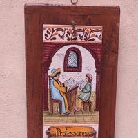 Mattone  Deruta su legno " La Professoressa"