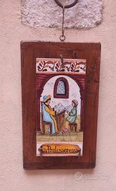 Mattone  Deruta su legno " La Professoressa"