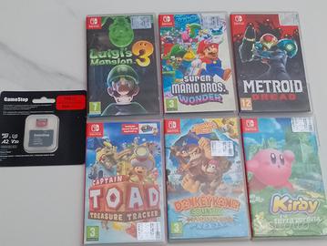 6 videogiochi Nintendo switch+ micro SD da 128gb