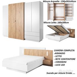 CAMERA MATRIMONIALE ARMADIO LETTO RETE CONTENITORE