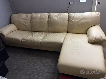 Divano in pelle 3 posti+chaise-longue