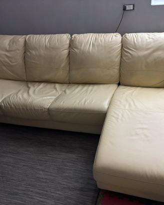 Divano in pelle 3 posti+chaise-longue