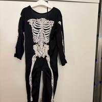 Carnevale Costume nero scheletro tuta intera