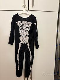 Carnevale Costume nero scheletro tuta intera