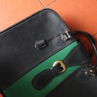 Valigia Vintage FRANZI in Pelle Nera e Verde '70