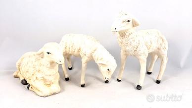 Statua Pecore Agnelli Presepe Cartapesta 35 cm
