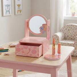 Specchiera in legno per bambini con accessori